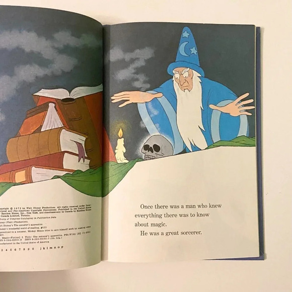 Vintage 1973 The Sorcerers Apprentice Disney World of  Reading Book HC - Picture 9 of 16